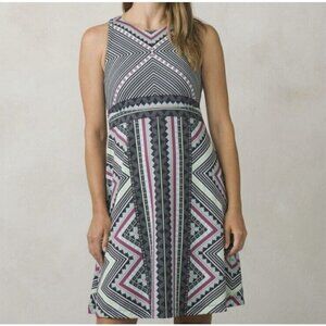 Prana Ariel Toas Print Green Athletic Built In Bra Dress Size Xs Geometric